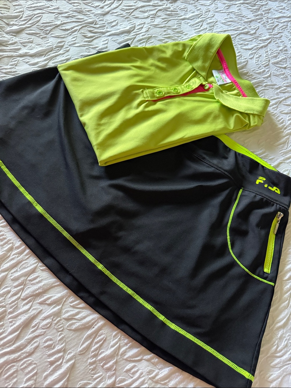 Fila Black Mini Skort with Neon Lime Accents